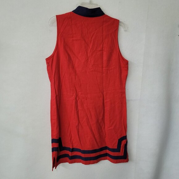 Sail to Sable Tunic Dress Womens Large‎ Red Blue Sleeveless Linen Blend Nautical - Picture 9 of 12